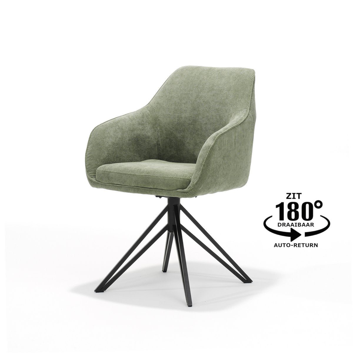 Blues armstoel - Ribstof Groen - draaivoet