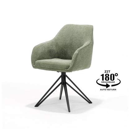 Blues armstoel - Ribstof Groen - draaivoet