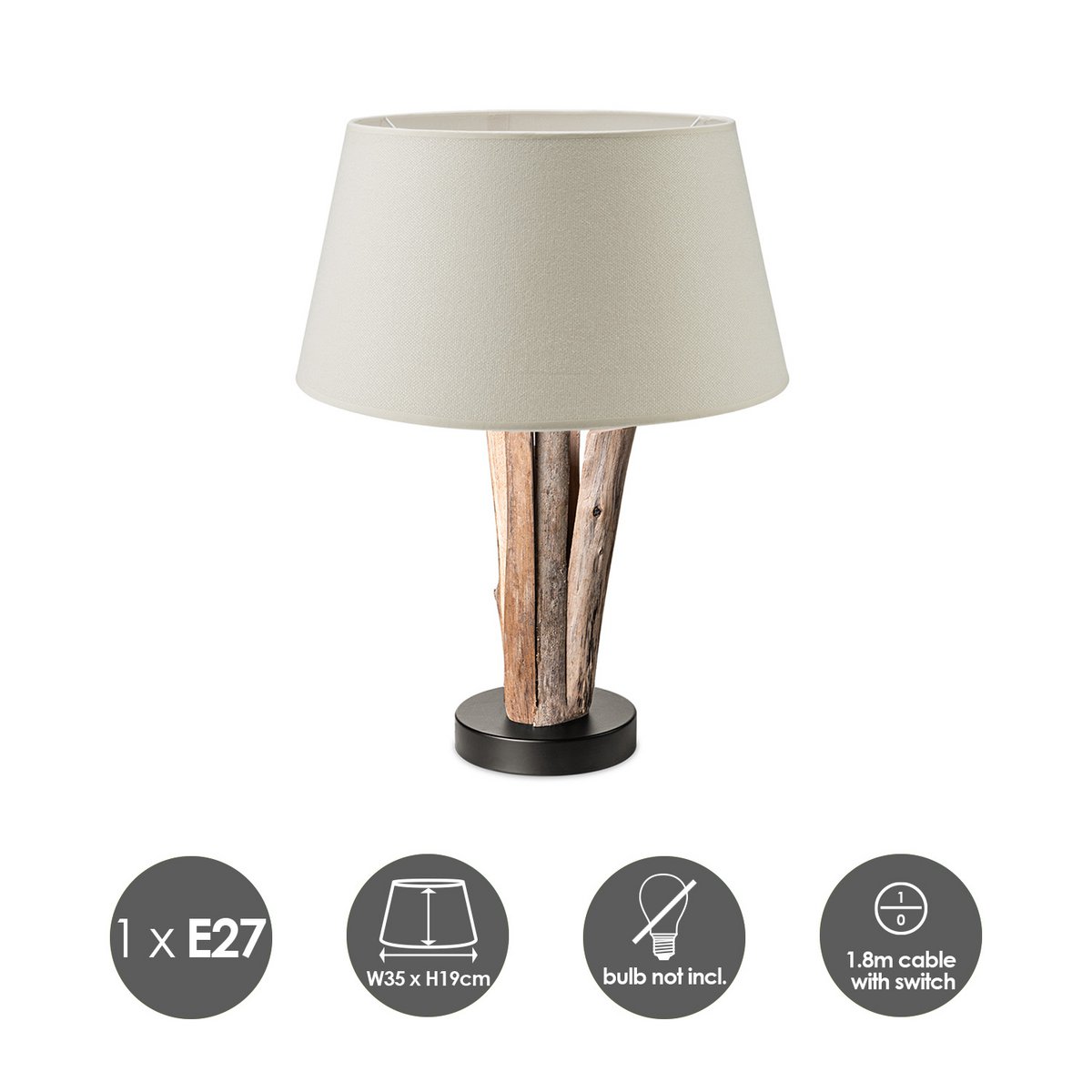 Tafellamp Melrose met Bindy Houten - Warm wit