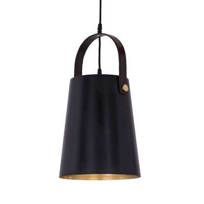 Hanglamp metaal met leren hanger Vintage stijl Wit of Zwart