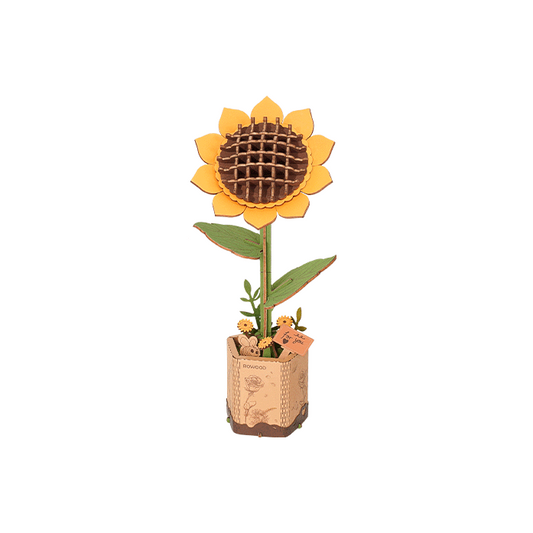 Houten Bloem Zonnebloem 9,5x8,5x23cm
