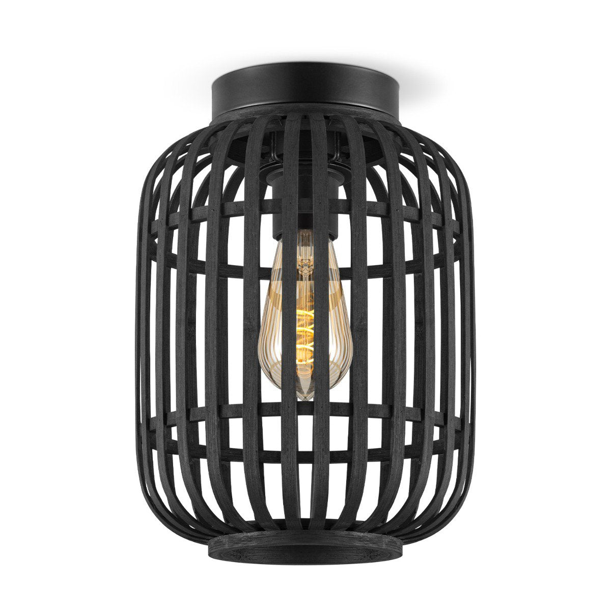 Plafondlamp met Bamboe kap 21,5 x 21,5 x 30 cm