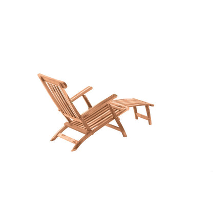 Ligstoel met voetensteun, teak