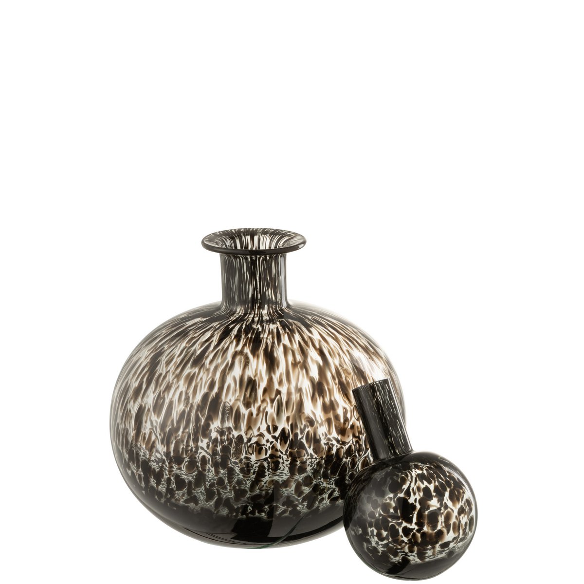 J-Line decoratie Fles + Stop Stip Rond - glas - zwart