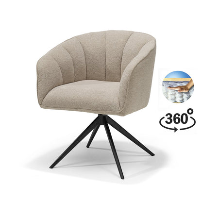Cocoon armstoel Stof Sahara Linen - 360 Draaibaar frame Zwart