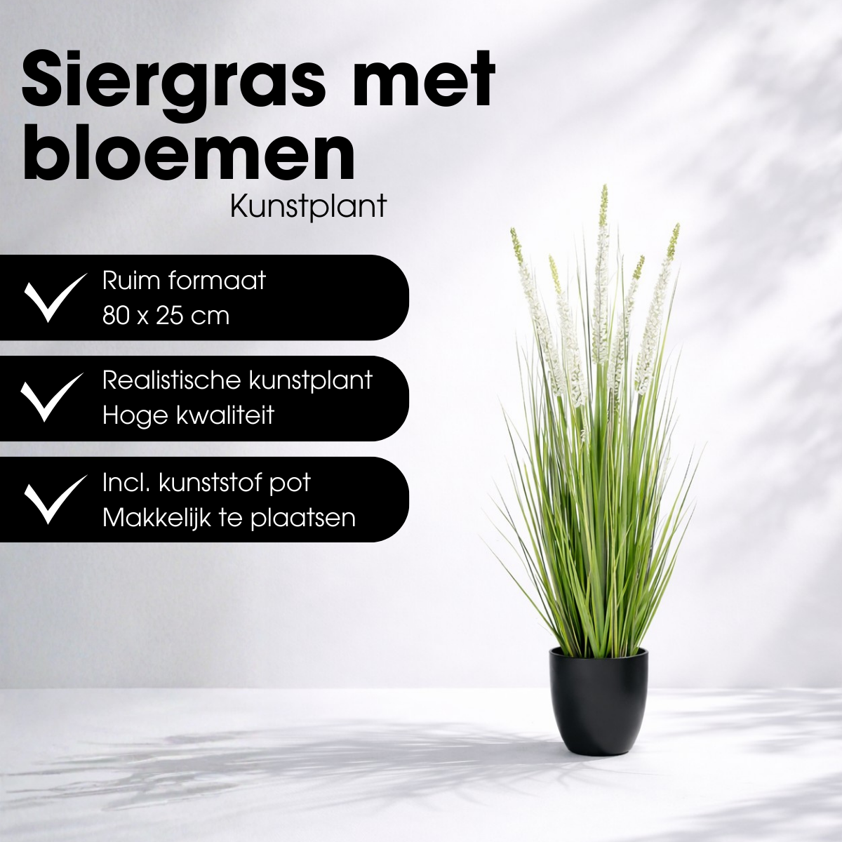 Kunstplant Siergras Wit Ø25cm x H80cm