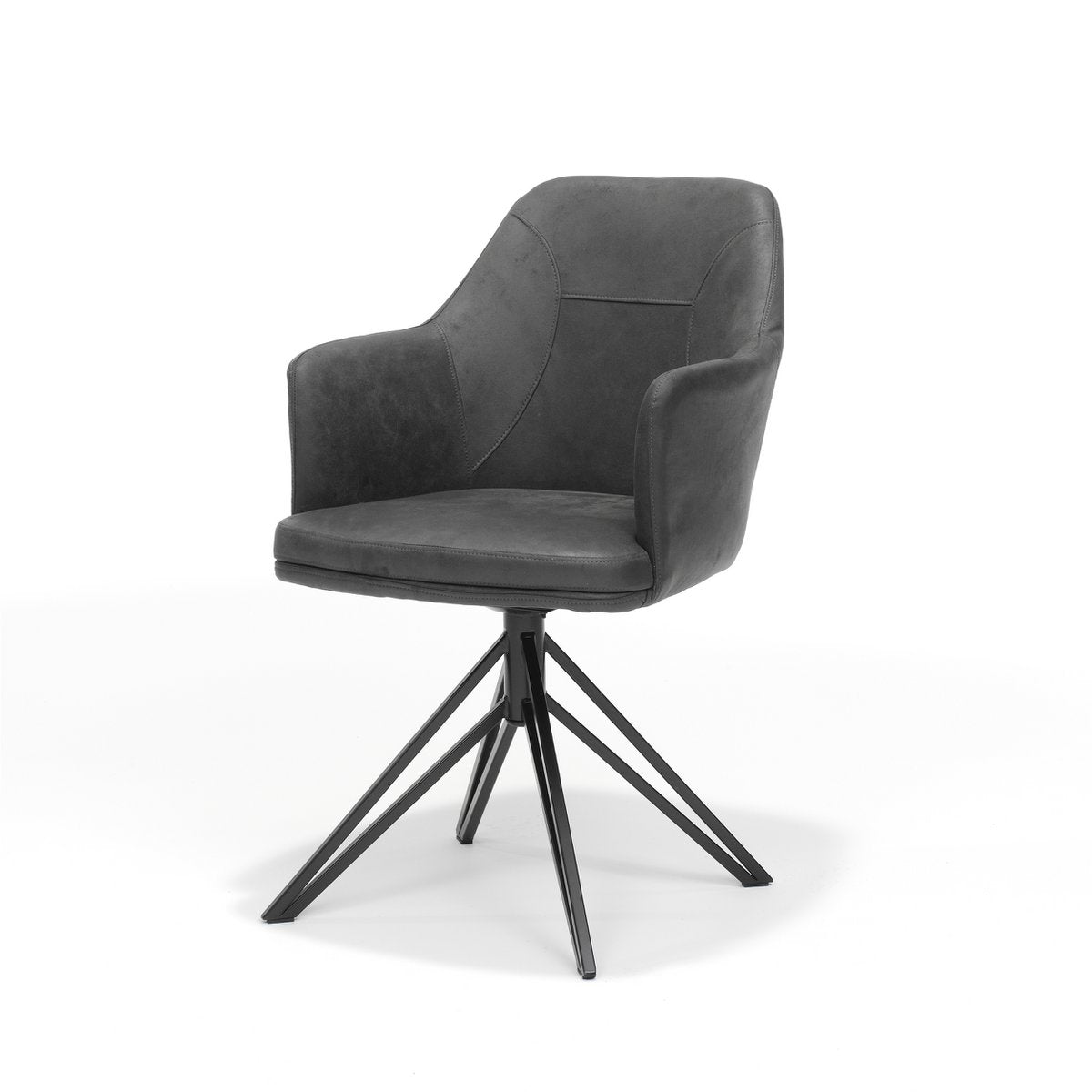 Armstoel Calvin draaivoet zwart Stof UKFR Soft Antraciet