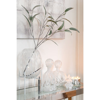 J-Line vaas Op Voet Stip - glas - transparant/wit - large - 37 cm hoog