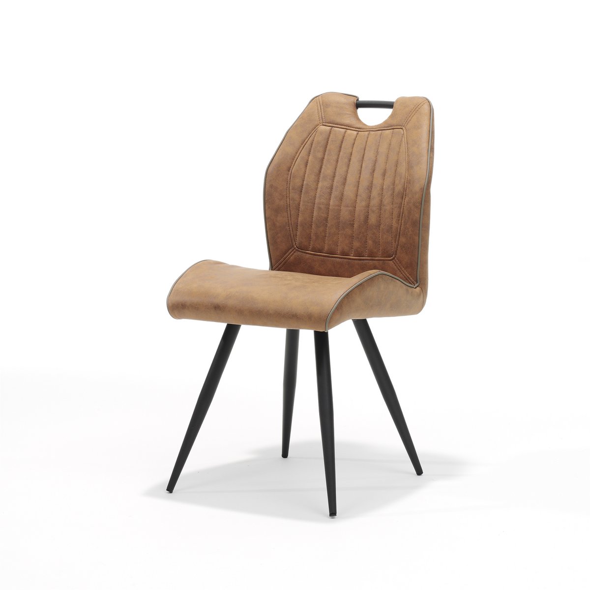 Stoel Garda zwart Stof Soft Cognac