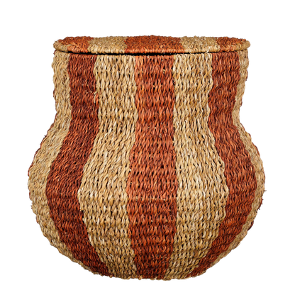 Opbergmand met Deksel Tacoma - H47 x Ø50 cm - Jute - Oranje