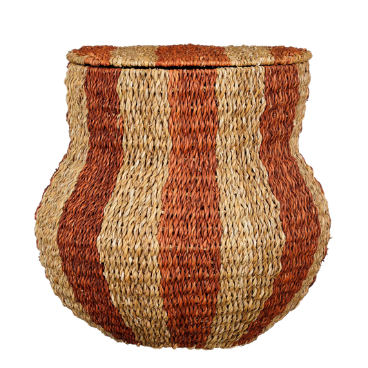 Opbergmand met Deksel Tacoma - H47 x Ø50 cm - Jute - Oranje