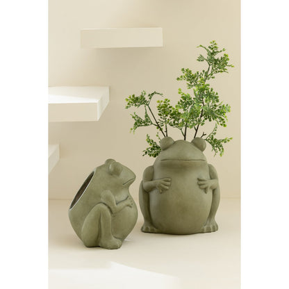 J-Line bloempot Frog - keramiek - groen - small - Ø 21 cm