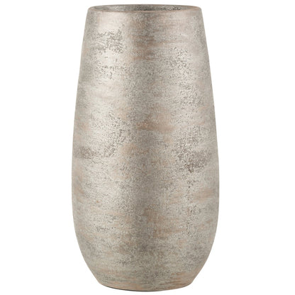 J-Line Vaas Oneffen Ruw Keramiek Zilver Large - 41 cm hoog