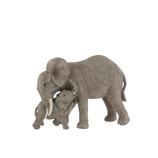 J-Line decoratie Olifant Knuffel - polyresin - grijs