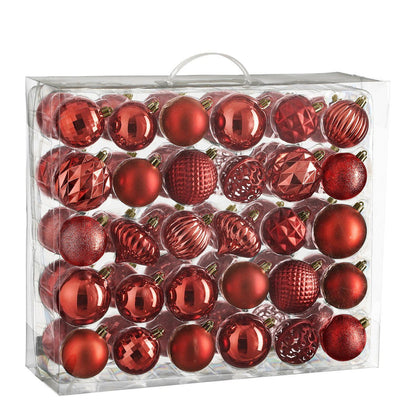 Kerstbal set 60 Unbreakable baubles Rood