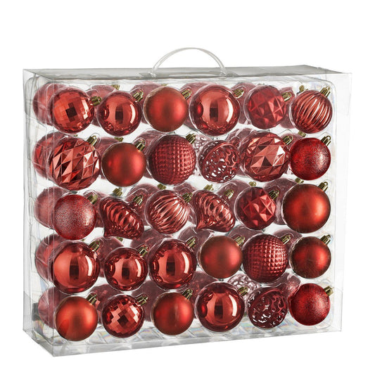 Kerstbal set 60 Unbreakable baubles Rood