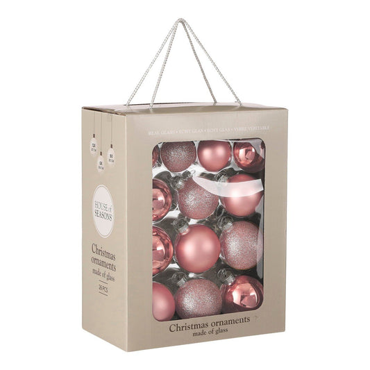 Kerstbal set 26 Glass baubles Roze