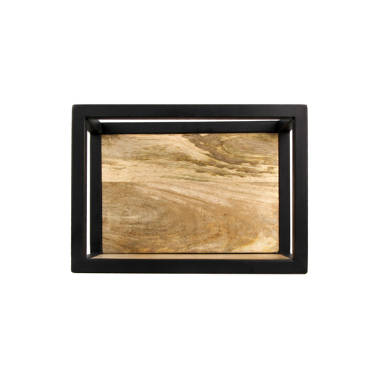 Wandbox Levels -35x18x25-Naturel/Zwart-Mango/Metaal