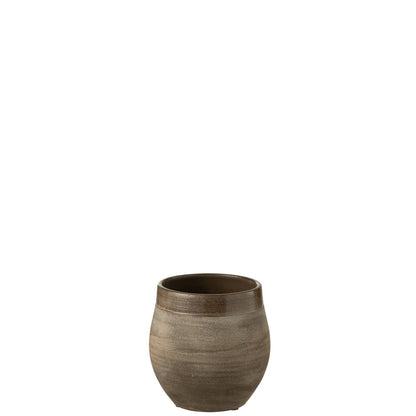 J-Line bloempot Gio - keramiek - bruin - small - Ø 19 cm