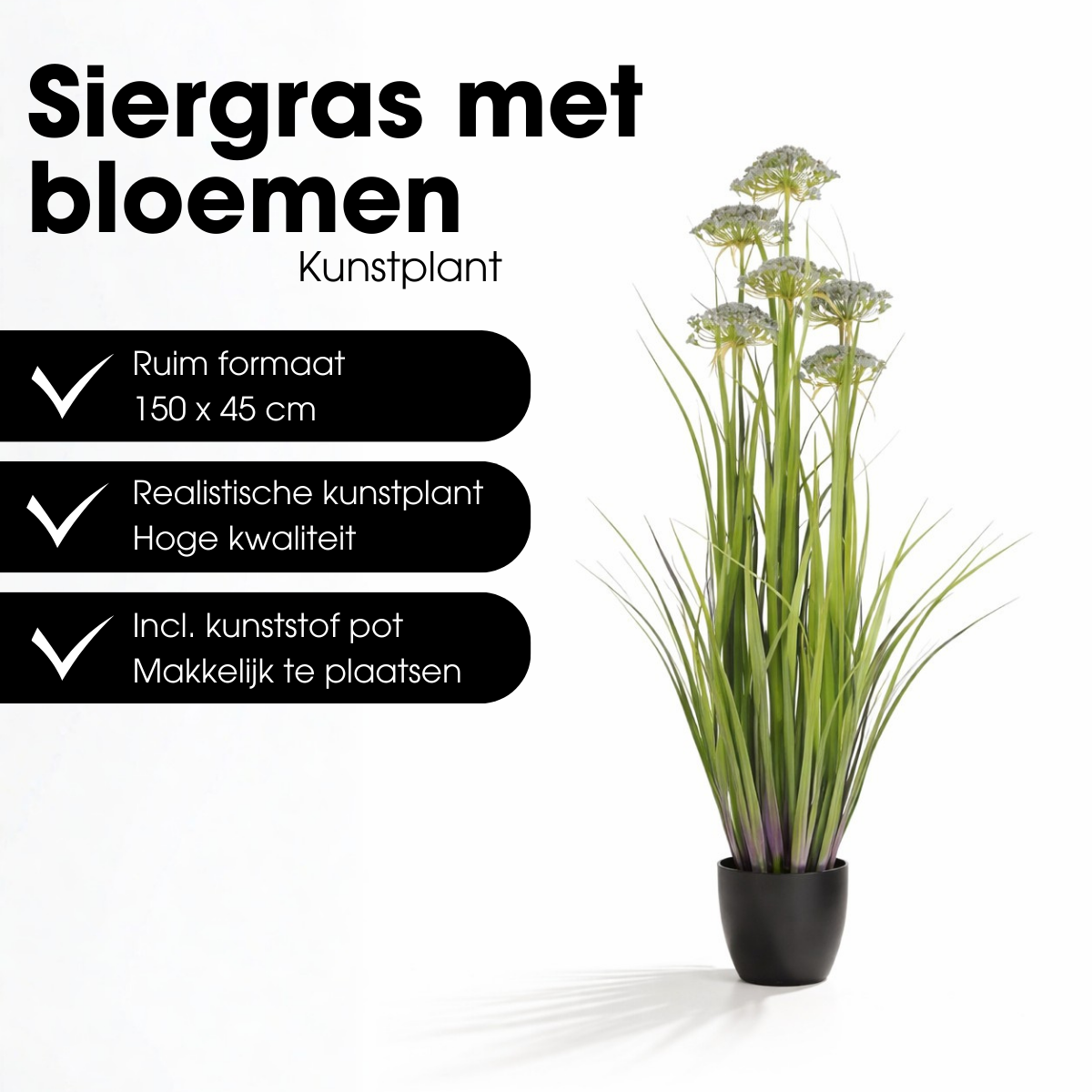 Kunstplant Siergras Paars Ø45cm x H150cm