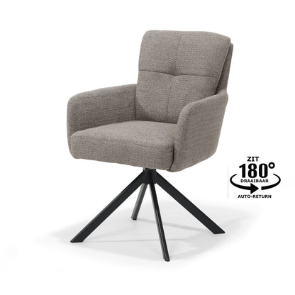 Fred armstoel - Stof Retro Bliss %2318-Taupe - draaivoet 180 zwart