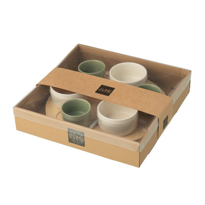 J-Line Tapasservies 6 Sets + Houten Schaal In Doos Groen/Wit