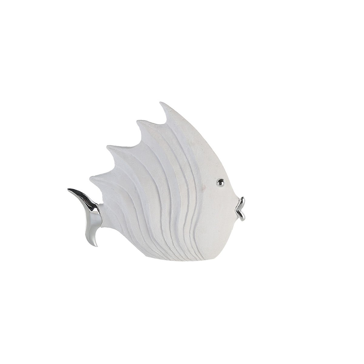 Figuur "Fish" wit/zilver H 26cm