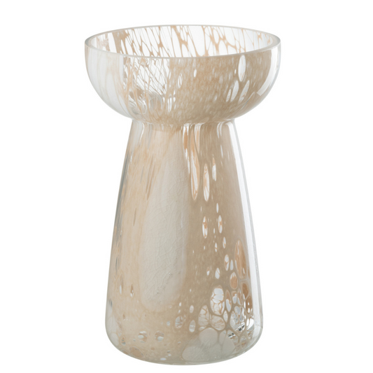 J-Line vaas Hoog Draden - glas - beige/wit - small - 17.5 cm hoog