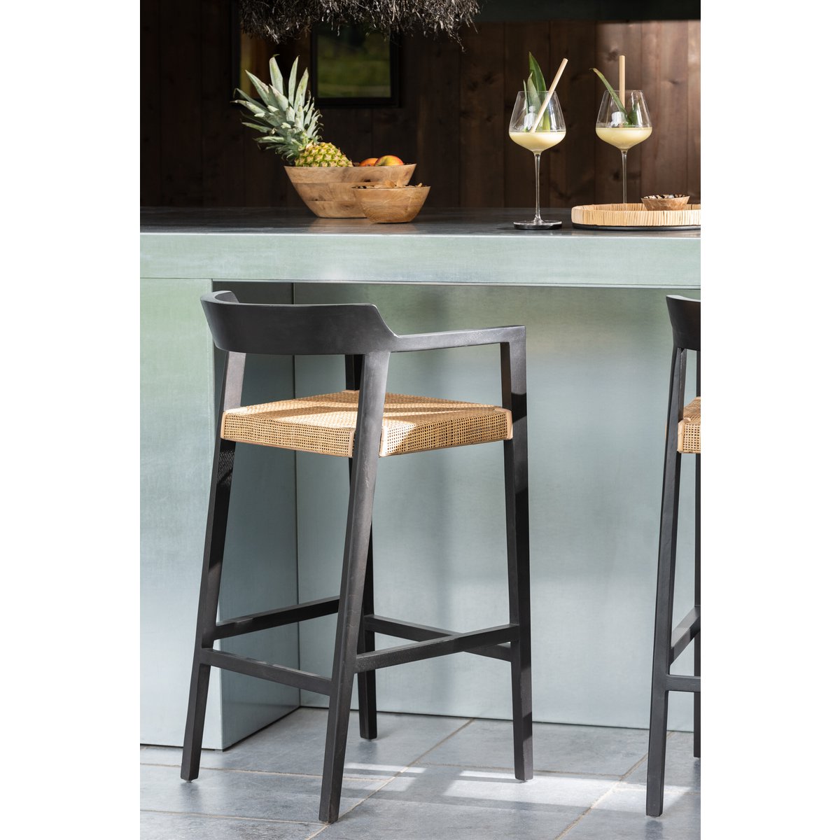 J-Line barstoel Emma - hout - zwart/bruin