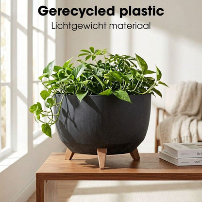 Plantenbak buiten Doppio Zwart Ø40cm H20,5cm
