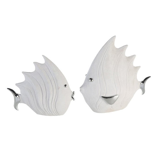 Figuur "Fish" wit/zilver H 26cm
