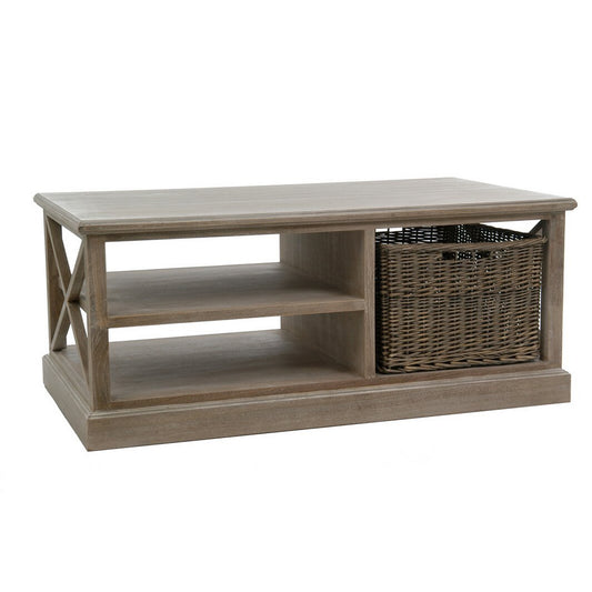 J-Line Salontafel Rechthoek - 2 schuiven en 1 mand - hout - grijs