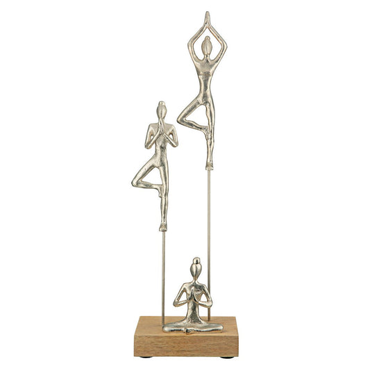 Houten/Aluminium sculptuur "Yogagroep"