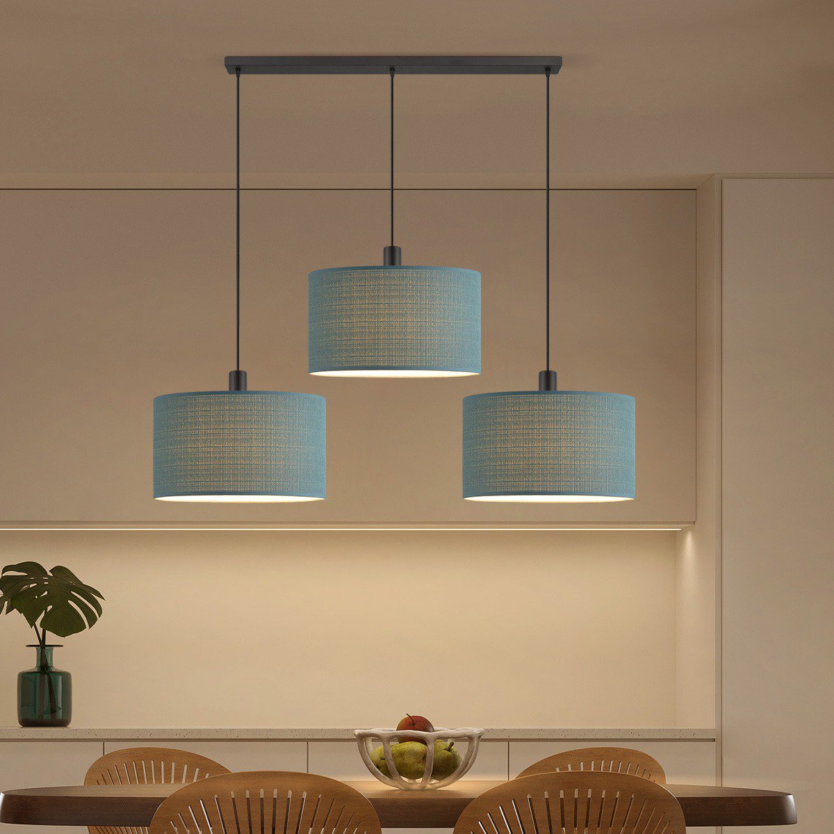 Hanglamp Canvas-Xxl Beam 3L - petrolblauw  - 50cm