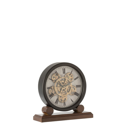 J-Line klok op voet Binnenwerk - hout - goud/zwart - Ø 35 cm