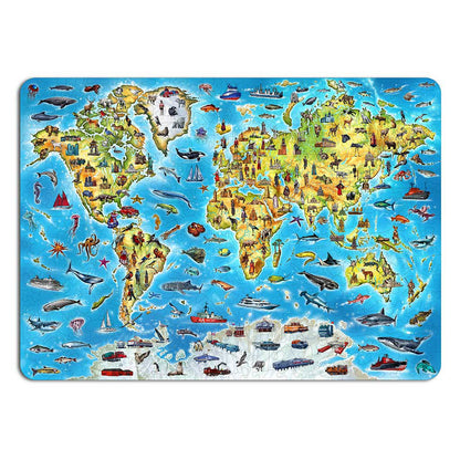 Houten Legpuzzel Wereldkaart in kleur