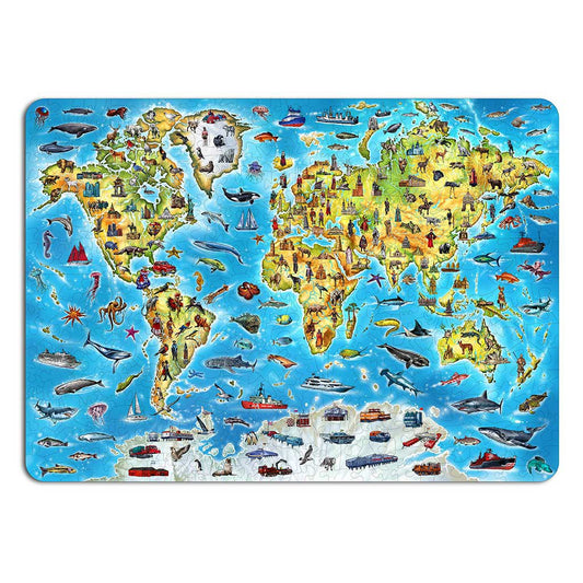 Houten Legpuzzel Wereldkaart in kleur