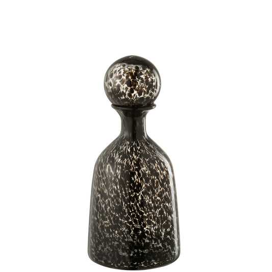 J-Line decoratie Fles + Stop Stip Laag - glas - zwart - small