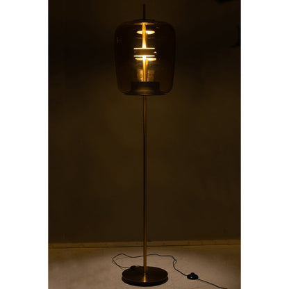 J-Line staanlamp - glas - bruin - LED lichtjes