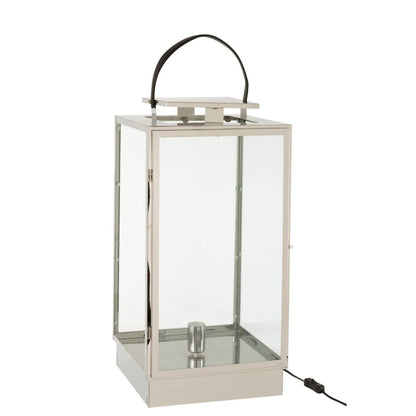 J-Line lantaarn Lamp - metaal/glas - zilver