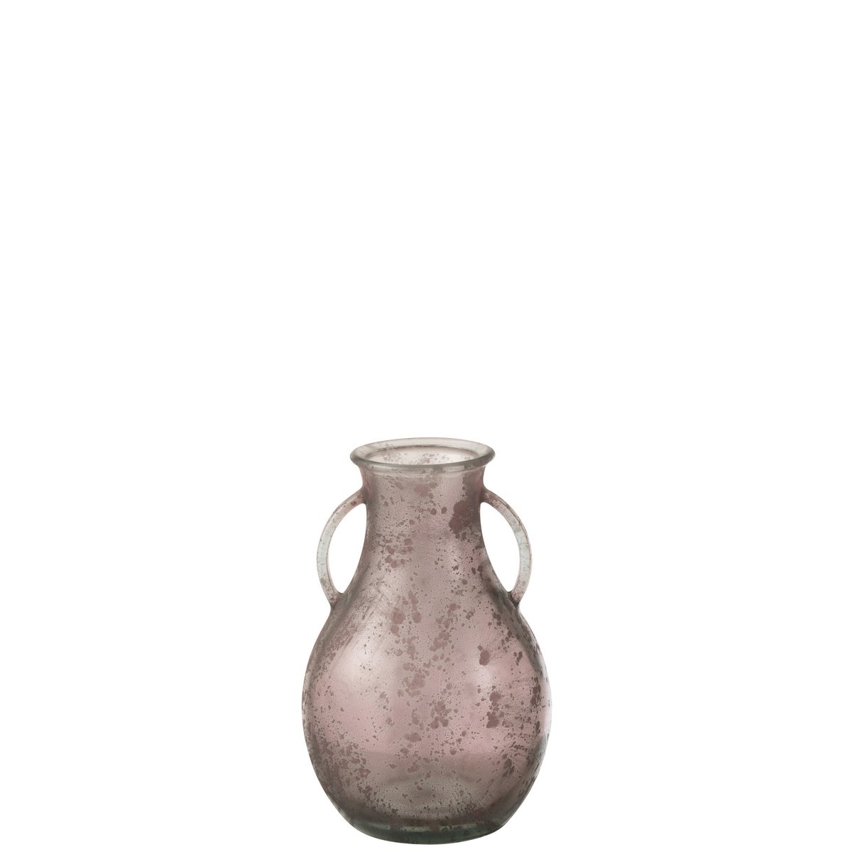 J-Line vaas Fles 2 Handvat - glas - oud roze - 32.5 cm hoog