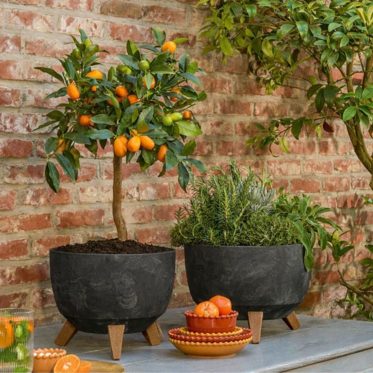 Plantenbak buiten Doppio Zwart Ø 33 cm H18,5