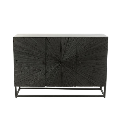 J-Line Buffetkast Shanil Hout/Ijzer Zwart