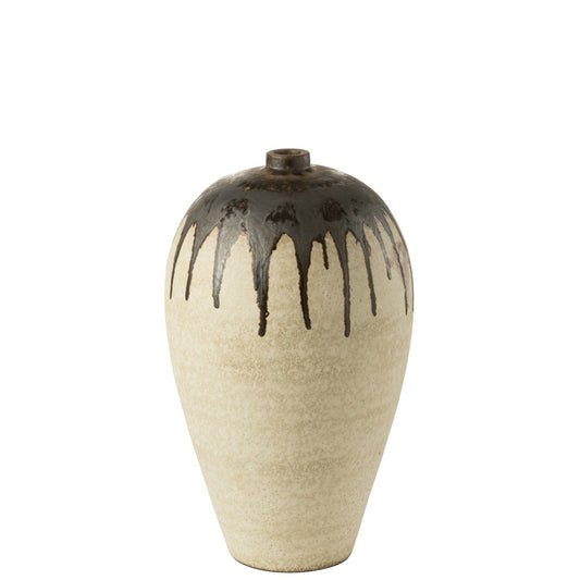 J-Line vaas Lombok - keramiek - beige/bruin - small - 56 cm hoog