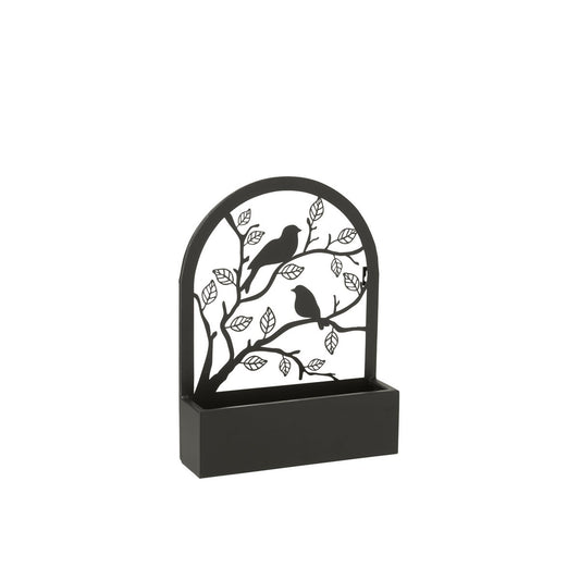 J-Line bloempot Vogels - metaal - zwart - Ø 8.5 cm