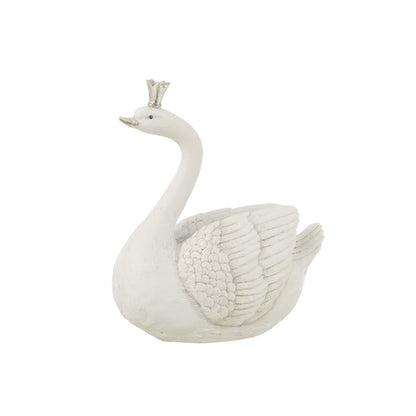 J-Line spaarpot Zwaan - polyresn - wit/zilver