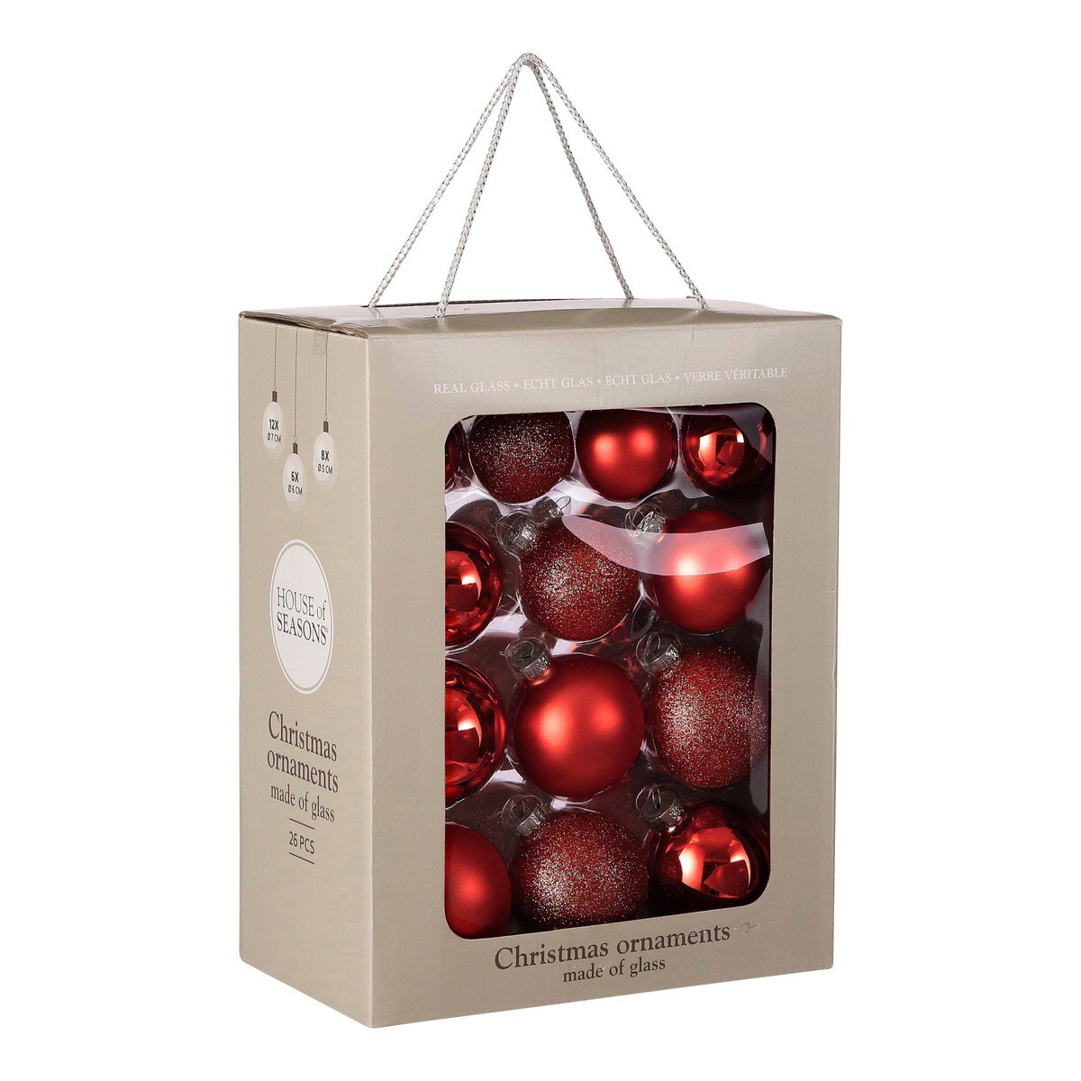 Kerstbal set 26 Glass baubles Rood