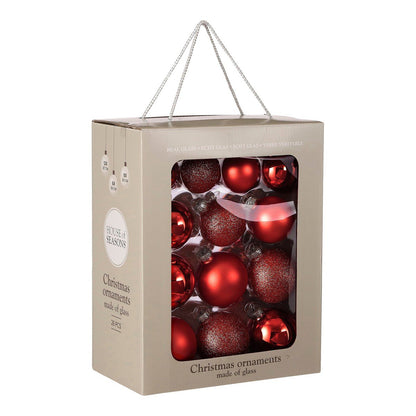 Kerstbal set 26 Glass baubles Rood