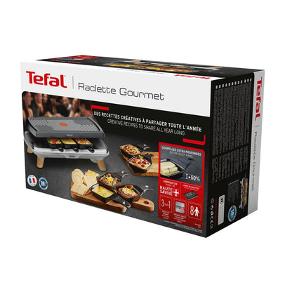 Tefal Re610D 3In1 8-Persoons Raclette Zwart/Rvs/Hout