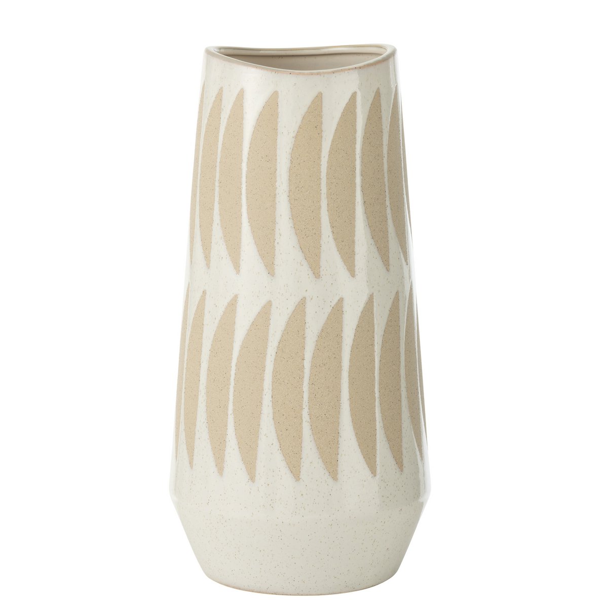 J-Line vaas Kai - keramiek - beige/wit - large - 40 cm hoog